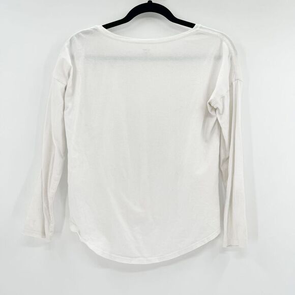 Old Navy Long Sleeve Top Girls Kids L White Relaxed Fit Curved Hem Soft Casual - Picture 2 of 4